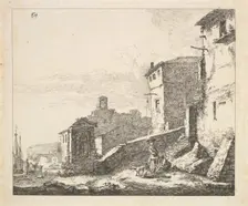 Village Scene with Woman Standing Beside a Seated Man (copy), 17th century. Creator: Thomas Wijck