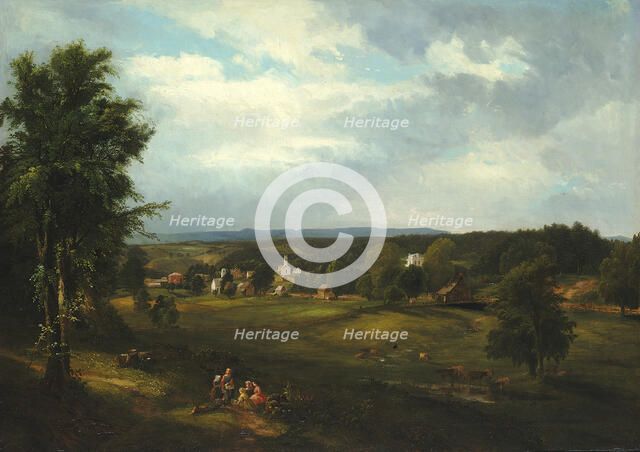 Village Scene near Albany, New York, 1850. Creator: James McDougal Hart.
