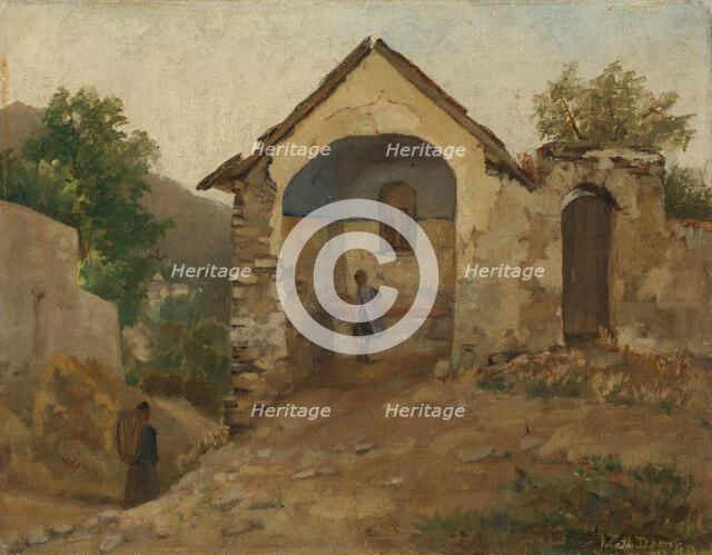 Village scene, probably 1880s. Creator: Johanne Mathilde Dietrichson.