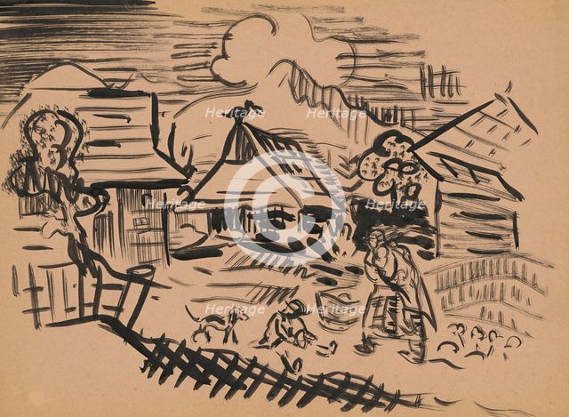 Village scenery, okolo 1935. Creator: Arnold Peter Weisz-Kubincan.
