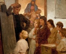 Village School at Wróblewice, 1865. Creator: Artur Grottger