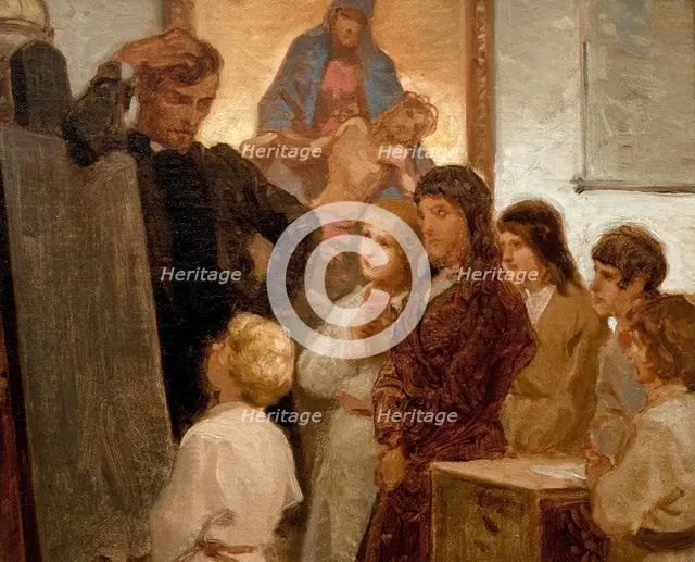 Village School at Wróblewice, 1865. Creator: Artur Grottger.