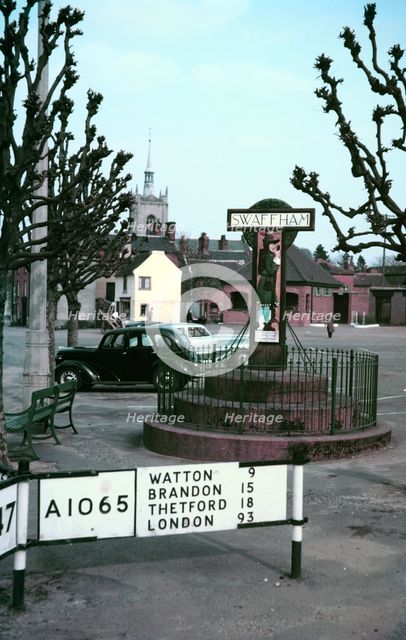 Village sign at Swaffham, Norfolk, c1955-1965. Creator: Arthur Charles Kirby Ware.