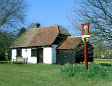 Village sign and smithy, Thriplow, Cambridgeshire