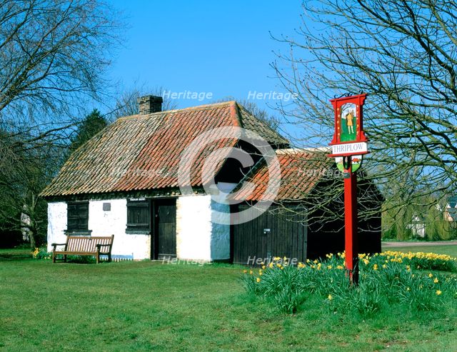 Village sign and smithy, Thriplow, Cambridgeshire. Creator: Peter Thompson.