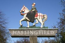 Village sign, Haslingfield, Cambridgeshire. Creator: Peter Thompson