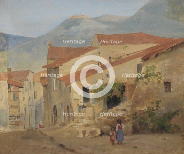 Village Street in the Sabine Mountains, 1830s. Creator: Jorgen Sonne.
