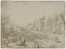 Village street with church. Creator: Cornelis Claesz van Wieringen