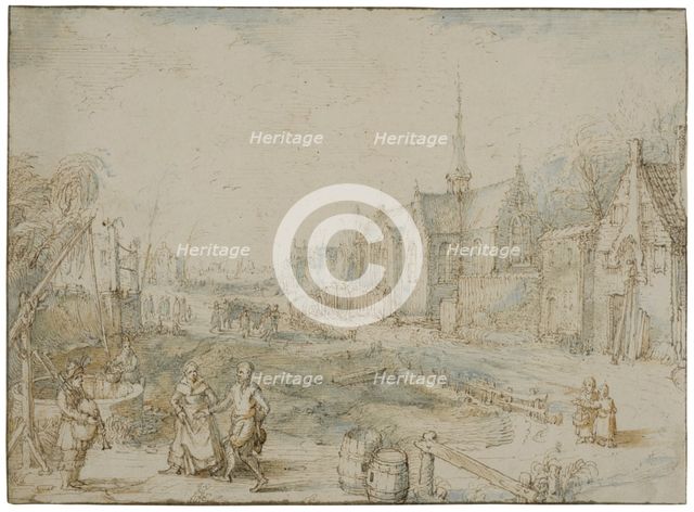 Village street with church. Creator: Cornelis Claesz van Wieringen.