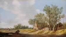 Village Street with People Resting at a Brigde, 1628. Creator: Jan van Goyen