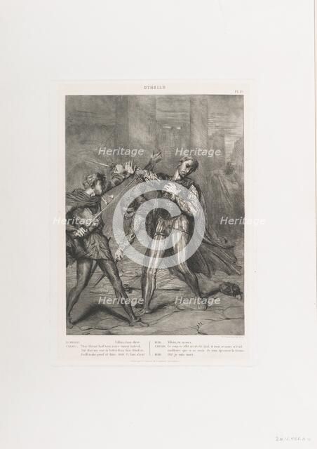 Villain, thou diest: plate 10 from Othello (Act 5, Scene 1), etched 1844, reprinted 1900. Creator: Theodore Chasseriau.