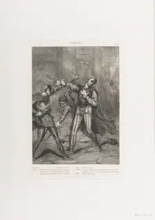 Villain, thou diest: plate 10 from Othello (Act 5, Scene 1), etched 1844, reprinted 1900. Creator: Theodore Chasseriau