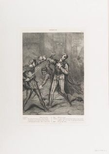 Villain, thou diest: plate 10 from Othello (Act 5, Scene 1), etched 1844, reprinted 1900. Creator: Theodore Chasseriau