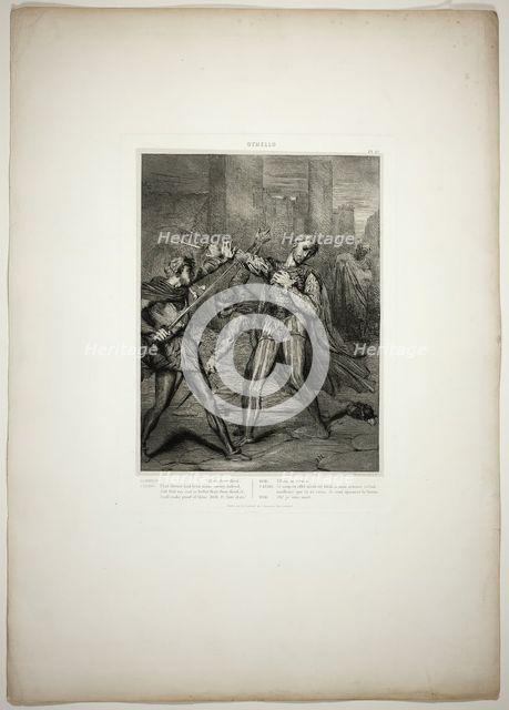 Villain, Thou Diest, plate ten from Othello, 1844. Creator: Theodore Chasseriau.