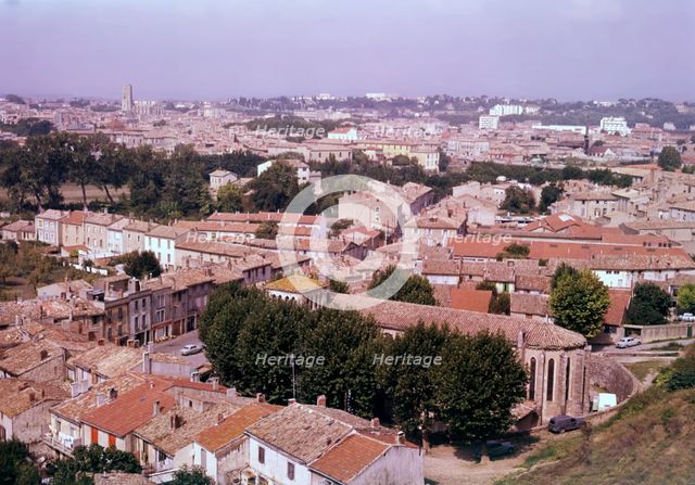 Ville Basse from La Cité ramparts, Carcassonne, France, c1955. Creator: Arthur Charles Kirby Ware.