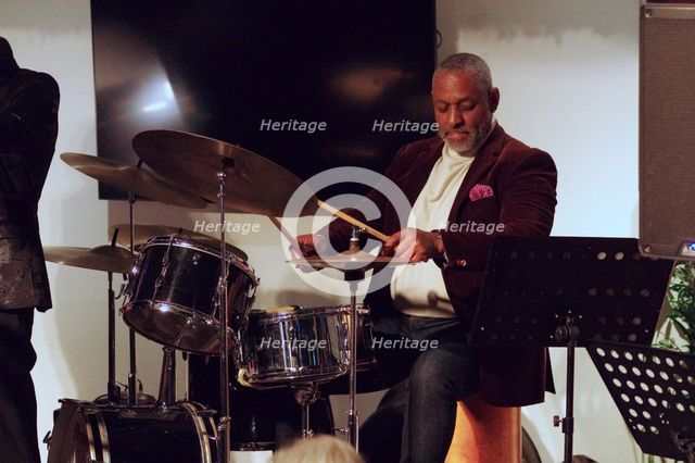 Vince Dunn, Paul Higgs Quartet, East Grinstead Jazz Club, Chequer Mead Theatre, West Sussex, 2025. Creator: Brian O'Connor.