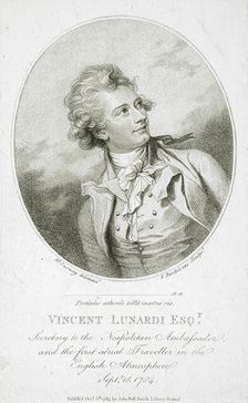 Vincent Lunardi, Esquire, 1784. Creators: Francesco Bartolozzi, Richard Cosway