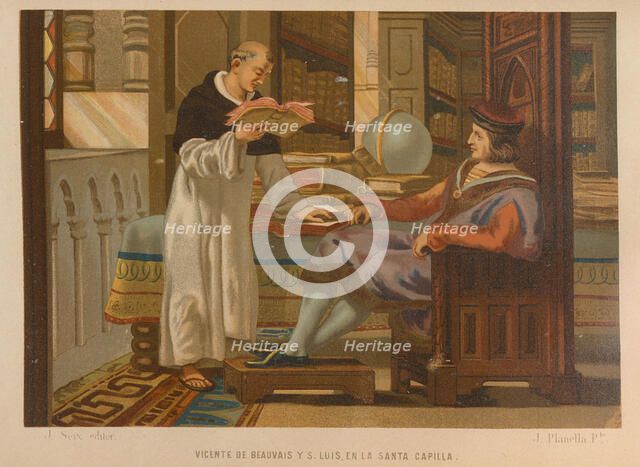 Vincent of Beauvais and Saint Louis. From: La ciencia y sus hombres, 1879. Creator: Planella y Rodríguez, Juan (1849-1910).