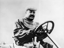 Vincenzo Lancia at the wheel of a car