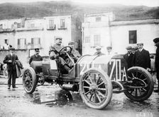 Vincenzo Lancia taking part in the Targa Florio race, Sicily, April 1907