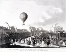 Vincenzo Lunardi's balloon ascending from Artillery Ground, City Road, Finsbury, London, 1784. Artist: Francis Jukes
