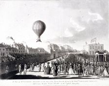Vincenzo Lunardi's balloon ascending from Artillery Ground, City Road, Finsbury, London, 1784. Artist: Francis Jukes