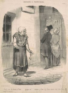 Vingt sous de denier à Dieu...grigou, va !, 1847. Creator: Honore Daumier