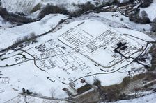 Vindolanda (Chesterholm) Roman fort in the snow, Northumberland, 2018. Creator: Emma Trevarthen