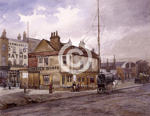 Vine Tavern, Mile End Road, Stepney, London, (c1883?) Artist: John Crowther