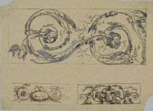 Vine leaves with a figure and a burning urn, c.1864-c.1894. Creator: Henri Cameré