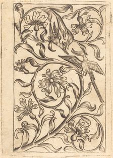 Vine Ornament with Two Birds, c. 1440/1450. Creator: Master of the Playing Cards, Follower of