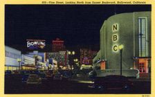 Vine Street, looking north from Sunset Boulevard, Hollywood, California, USA, 1940