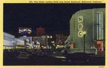 Vine Street, looking north from Sunset Boulevard, Hollywood, California, USA, 1940