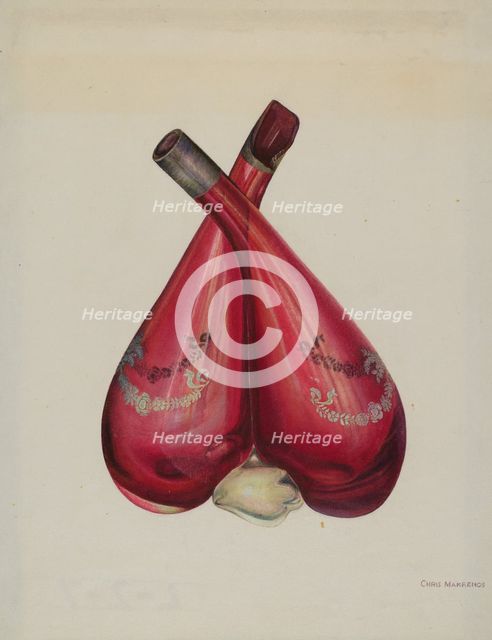 Vinegar and Oil Bottle, c. 1939. Creator: Chris Makrenos.