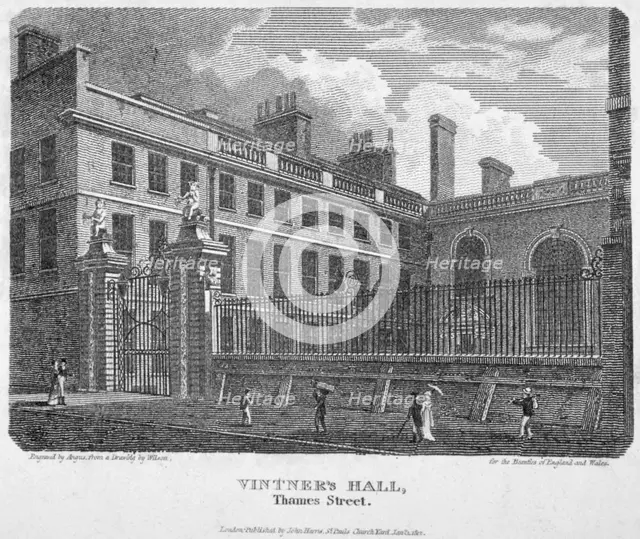 Vintners' Hall, Upper Thames Street, City of London, 1812.                                           Artist: William Angus