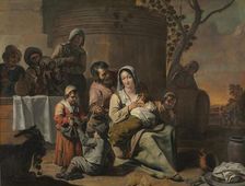 Vintage Scene and Peasant Children Dancing (painting pair), 1650s. Creator: Le Nain (French), circle of