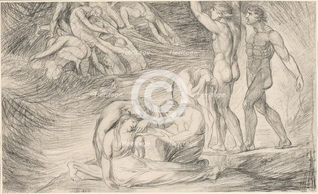 Viola Surviving the Shipwreck off the Coast of Illyria, from “Twelfth Night”, c. 1776. Creator: George Romney.