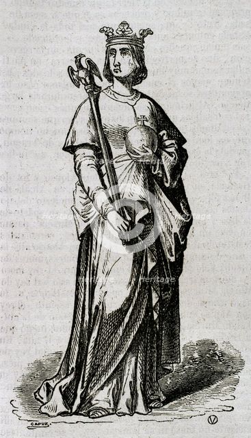Violant of Hungary, (1215-1251), Queen consort of Aragon and second wife of James I of Aragon, 1852. Creator: Unknown.