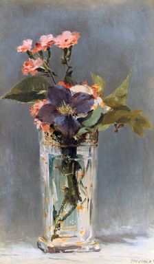 Violets and Clematis in a crystal vase 1882 Artist: Edouard Manet