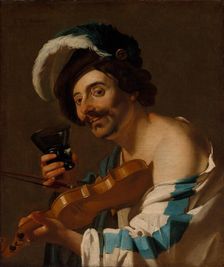 Violin Player with a Wine Glass, 1623. Creator: Dirck van Baburen (Dutch, c. 1595-1624)