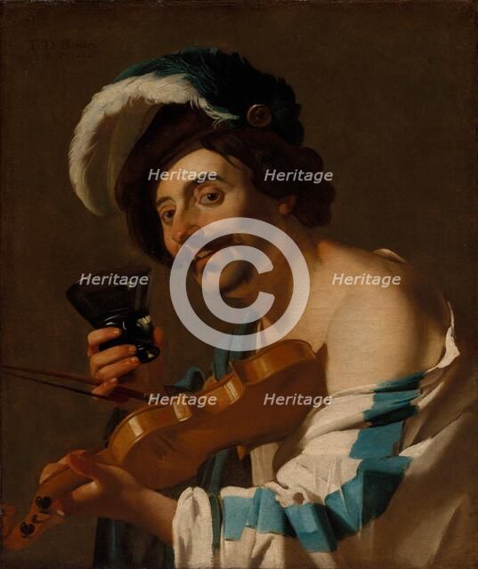 Violin Player with a Wine Glass, 1623. Creator: Dirck van Baburen (Dutch, c. 1595-1624).