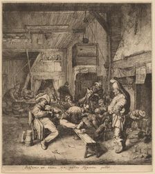 Violin Player Seated in a Tavern, 1685. Creator: Cornelis Dusart