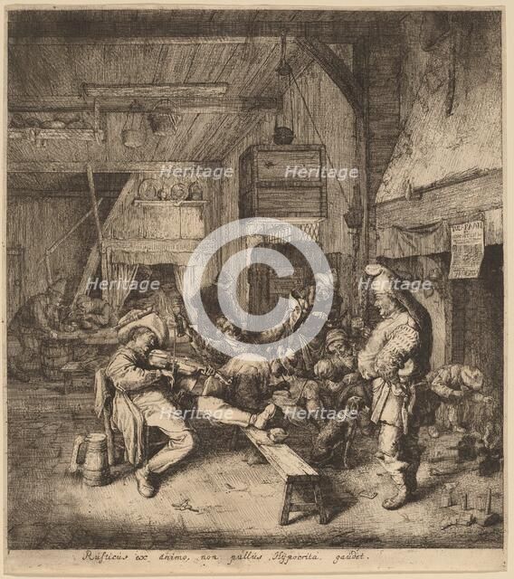 Violin Player Seated in a Tavern, 1685. Creator: Cornelis Dusart.