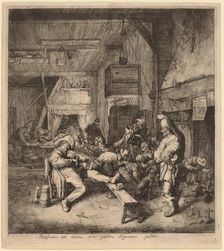 Violin Player Seated in a Tavern, 1685. Creator: Cornelis Dusart