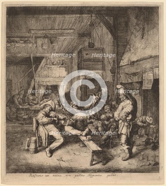 Violin Player Seated in a Tavern, 1685. Creator: Cornelis Dusart.