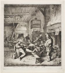 Violin Player Seated in the Inn, 1685. Creator: Cornelis Dusart