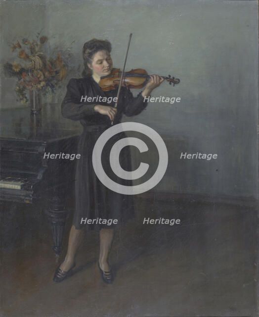 Violinist, 1946. Creator: Serafima Vasilyevna Ryangina.
