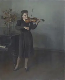 Violinist, 1946. Creator: Serafima Vasilyevna Ryangina