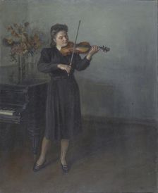 Violinist, 1946. Creator: Serafima Vasilyevna Ryangina