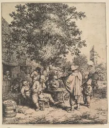 Violinist and Little Organgrinder, 1610-85. Creator: Adriaen van Ostade